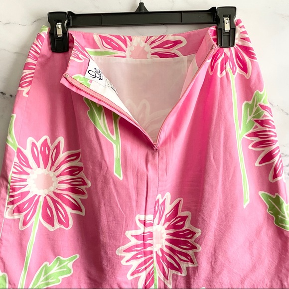 VTG Lilly Pulitzer Jumbo Daisy Print Fully Lined Skirt Size 4 - Picture 4 of 5
